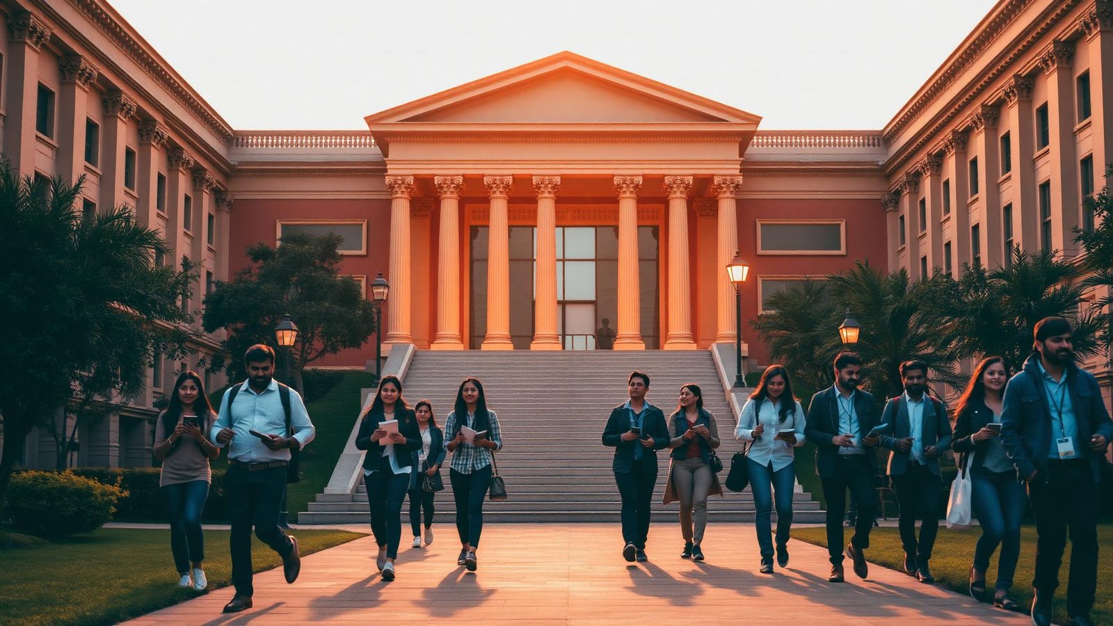 University campus with students at TathaGat